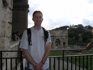 Zac on 1st floor of Colosseum looking outside