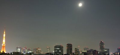Tokion silhuetti kolmikerroksisen taloyhtiömme katolta