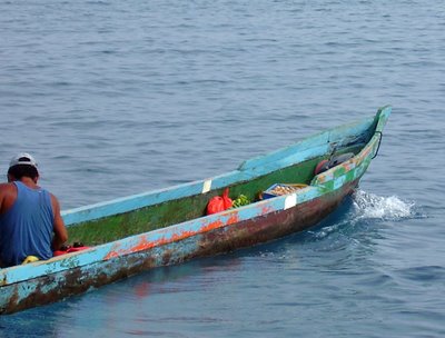 Outboard (in bow) heads off into the unknown