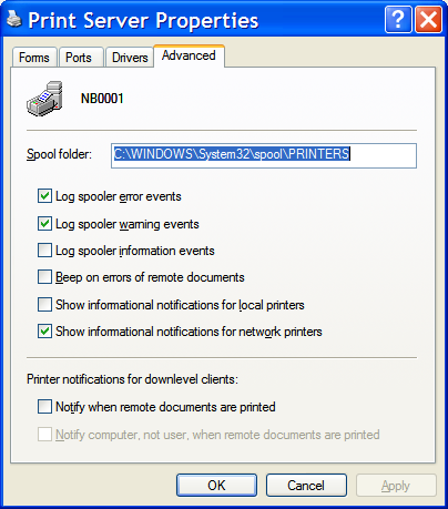 Windows Tip of the Day: Windows XP: Change the Print Spooler Folder Location