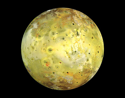 Jupiter's moon, Io, is the most massive moon in the solar system and resembles a block of moldy cheese more than it does a sphere of molten silicate rock