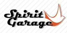 Orange sketched dove, with the words, Spirit Garage