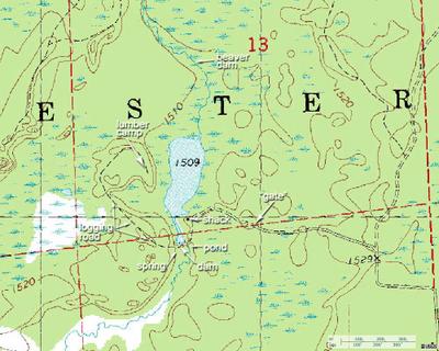 Topographical map of shack and environs