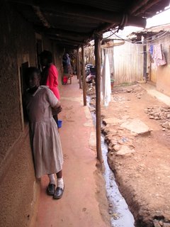 Kids outside a school in the Kibera slums.