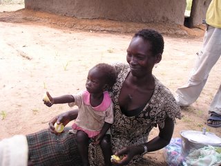 One of the women from the leper colony with her daughter.