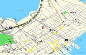 MapMuse - art galleries (yellow) in Portland, Maine (size 50%)