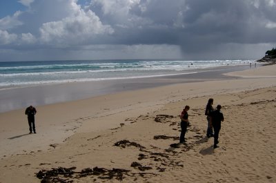 The boys wandering along Cylinder Beach