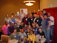 Participants of the pre-summit Gay Men's Leadership Institute pause for a photo op