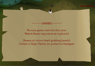 Lumbridge Swamp Cave warning