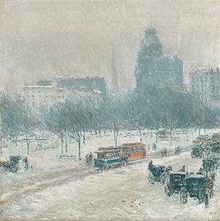 Childe Hassam - Winter in Union Square, 1889–90, New York Metropolitan Museum of Art