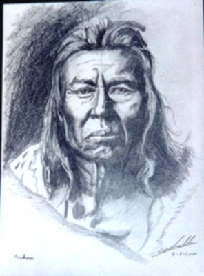 Portrait d'indien, dessin d'indien d'amérique, mine graphite