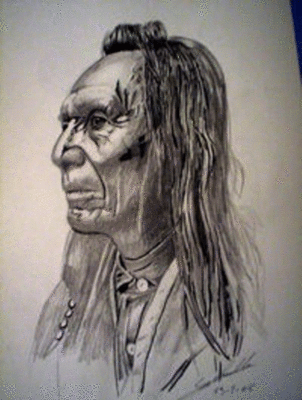 Portrait d'indien, dessin d'indien d'amérique, mine graphite
