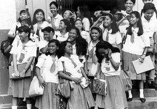 Shooting informal groups: choose high POV, establish rapport with your subjects, and shoot several frames; 1996; photo by Atty. Galacio