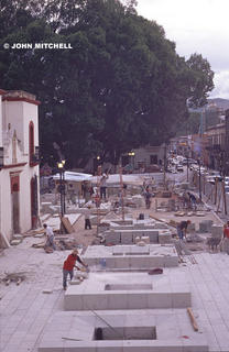 Restoration work on the Zocalo in Oaxaca, Mexico. © John Mitchell 2005