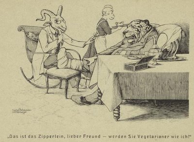 injured tiger and goat sitting in chairs