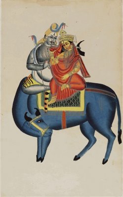 Shiva Mahadeva and Pavarti riding Nandi