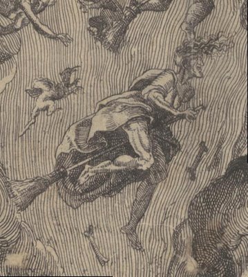 detail of witch on broomstick