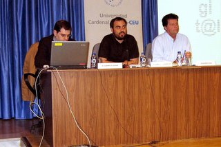 Carmelo Jordá, José Luís González y Alfonso Rojo en la inauguración de las II Jornadas de Periodismo Digital en la UCH-CEU de Elche
