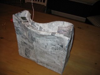 Paper mache with dent