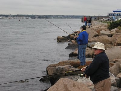 fishing on the rocks