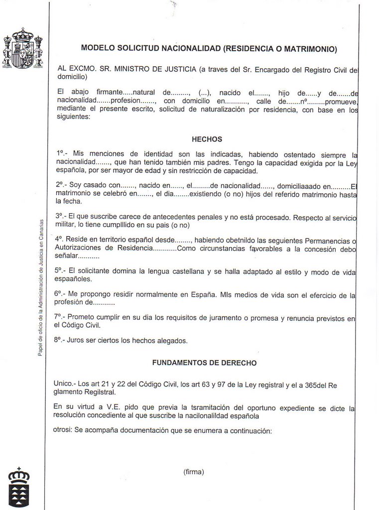 INMIGRACIÓN UNA OPORTUNIDAD : REQUISITOS NECESARIOS PARA SOLICITAR LA  NACIONALIDAD ESPAÑOLA POR RESIDENCIA. (actualizado al 30 de agosto de 2006)