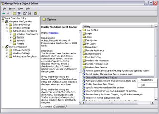 Disabling the Shutdown Event Tracker on Windows Server 2003