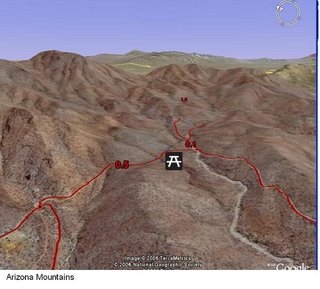 Screen capture showing mountain ranges in Arizona via GoogleEarth.