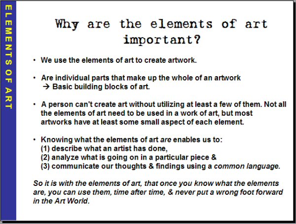 Importance Of Elements Of Art : Sec two art january