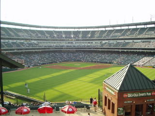 View of the field from the suite balcony