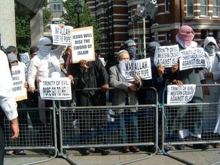 Muslim protest outside Westminster Cathedral