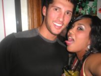 girl tries to lick Huston Street