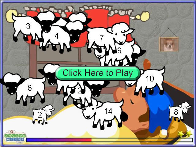 From TigerSan's PhotoBlog: Counting the Sheep-For 1 player. Get to sleep by counting the sheep in the proper order. If you miscount or let an alarm go off, you will wake up. A high score feature is available.