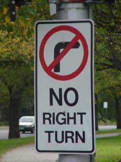 No Right Turn road sign