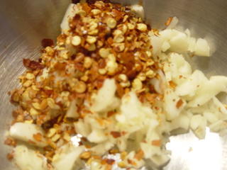 garlic and chile flakes