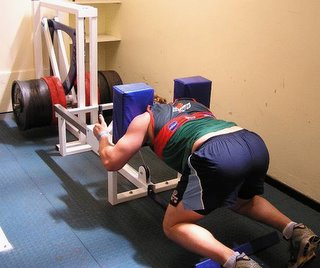 Waratahs and Sydney University centre Tom Carter using 400kg on the ScrumTruk