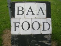 pub sign saying Baa Food