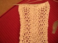 cream silk feather and fan pattern lace scarf