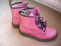 pair of pink Doc Martin Boots,black laces