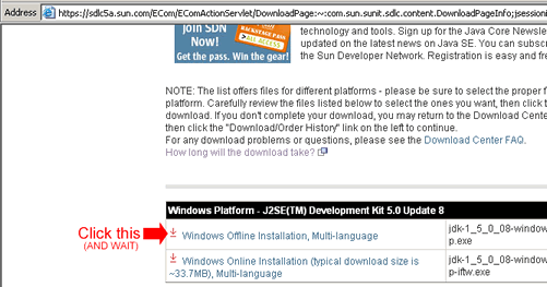 Downloading JDK Offline Installation File