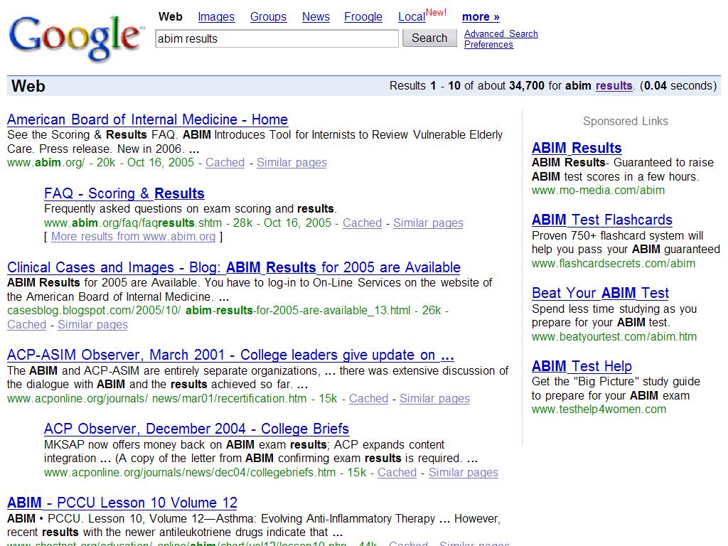 CasesBlog - Medical and Health Blog: "ABIM Results" on Google - Guess Who's  Number Two in the Search Results?