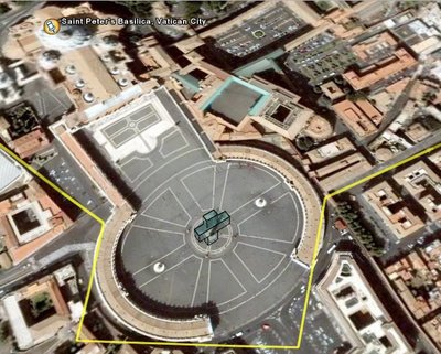 Vatican City: a glass cross in the square of San Peter's Basilica. Internet installation of Fabrizio Pivari