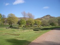 view from garden of Palace of Holyroodhouse