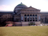 Picture of front entrance of the Museum of Science and Industry.