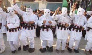 Picture: "Palestinian resistors of imperialistic oppression" with masks and suicide belts
