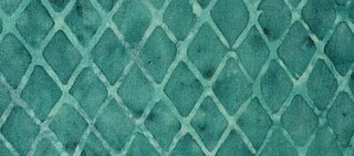 Blue-green Lattice Batik, Boston commons quilt, fabric selection, photo by Robin Atkins, bead artist