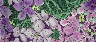 Bright Purple Floral, Boston commons quilt, fabric selection, photo by Robin Atkins, bead artist