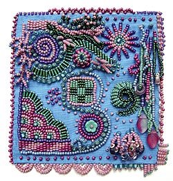 bead embroidery sampler by Robin Atkins, bead artist