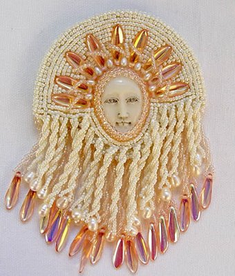 beaded fringe, detail of cabochon pin by Tressie Hughes