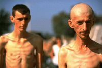 Photo: Bosniak civilians in Serb-run Trnopolje Concentration Camp