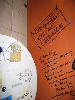 Anti-Nazi graffiti in Cafe Morena bathroom